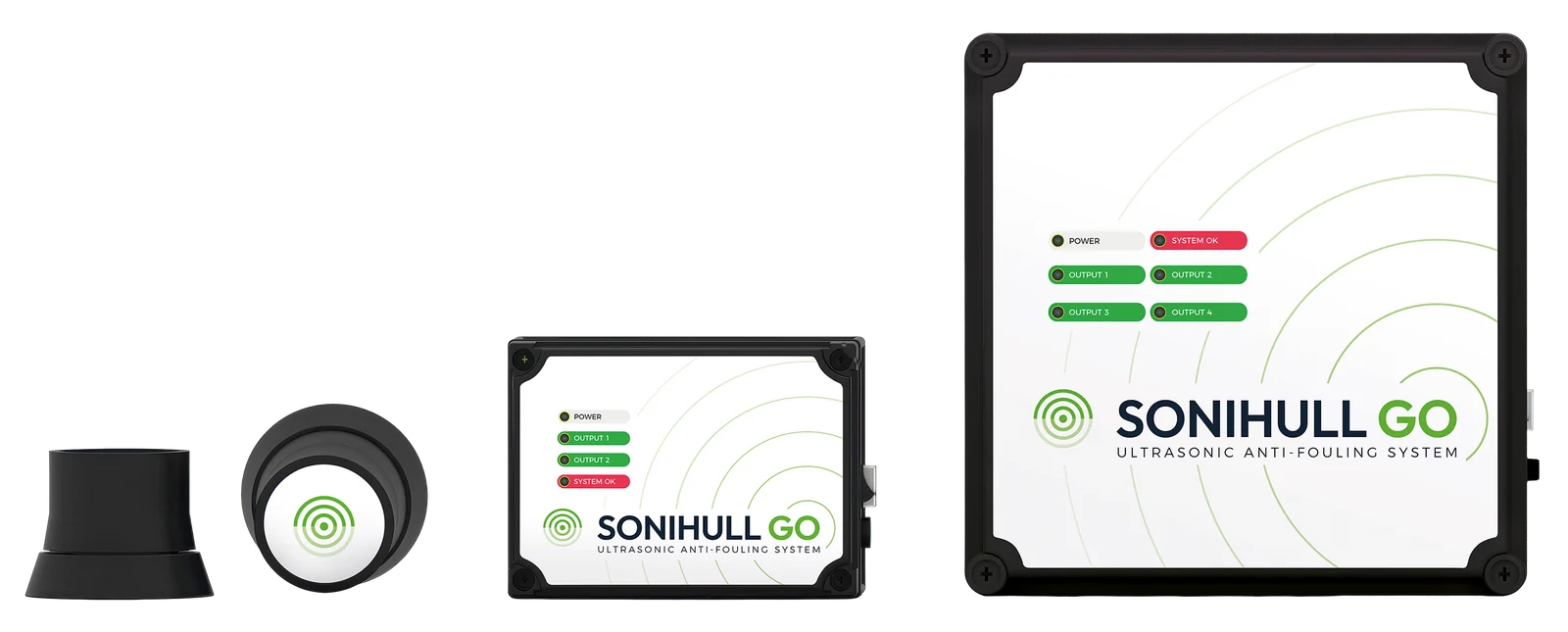 Sonihull GO range: ultrasonic transducer, Duo control unit and Quad control unit